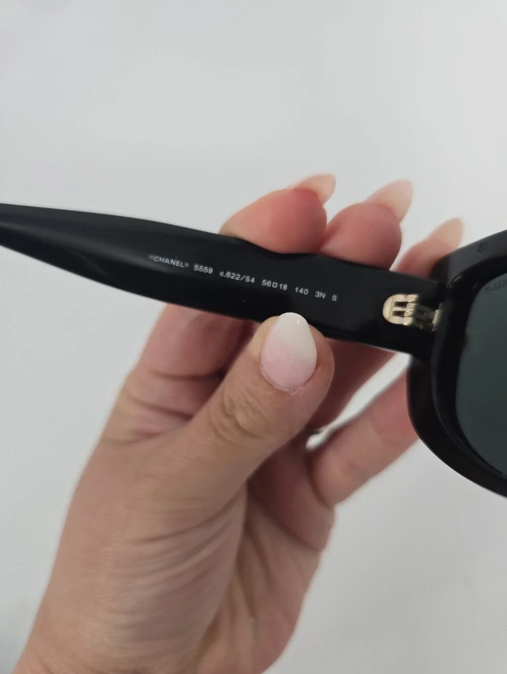 Chanel Black Acetate Rectangle Women's Sunglasses 5559 c.622/S4 Spellout Logo